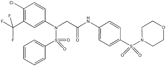 2-[4-chloro(phenylsulfonyl)-3-(trifluoromethyl)anilino]-N-[4-(4-morpholinylsulfonyl)phenyl]acetamide Struktur