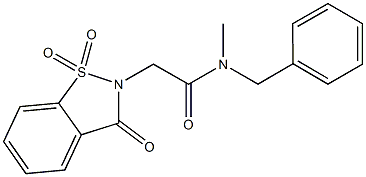 N-benzyl-2-(1,1-dioxido-3-oxo-1,2-benzisothiazol-2(3H)-yl)-N-methylacetamide Struktur