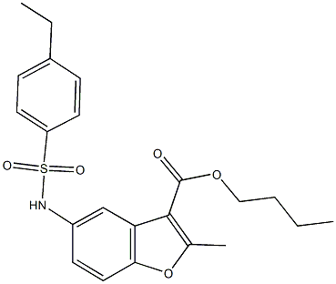 butyl 5-{[(4-ethylphenyl)sulfonyl]amino}-2-methyl-1-benzofuran-3-carboxylate Struktur