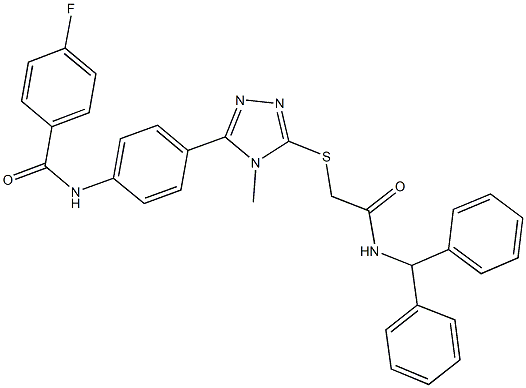 N-[4-(5-{[2-(benzhydrylamino)-2-oxoethyl]sulfanyl}-4-methyl-4H-1,2,4-triazol-3-yl)phenyl]-4-fluorobenzamide Structure