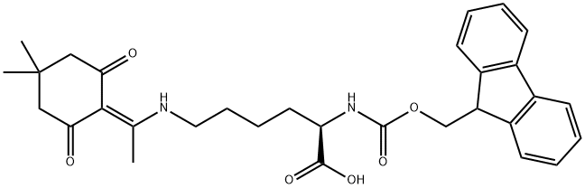 N-芴甲氧羰基-N'-[1-(4,4-二甲基-2,6-二氧代環(huán)己亞基)乙基]-D-賴氨酸 結(jié)構(gòu)式