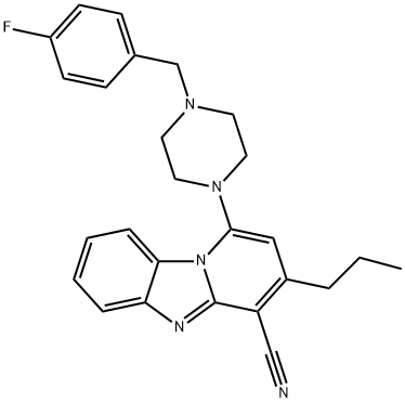 1-[4-[(4-fluorophenyl)methyl]piperazin-1-yl]-3-propylpyrido[1,2-a]benzimidazole-4-carbonitrile Struktur