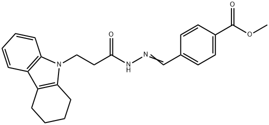 methyl 4-[(E)-[3-(1,2,3,4-tetrahydrocarbazol-9-yl)propanoylhydrazinylidene]methyl]benzoate Struktur