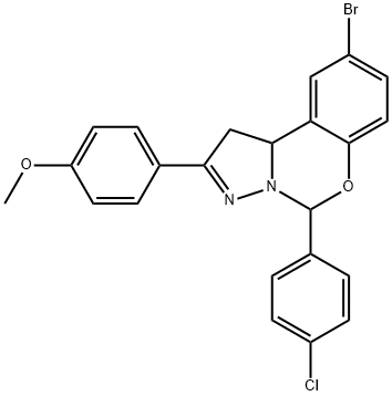 9-bromo-5-(4-chlorophenyl)-2-(4-methoxyphenyl)-5,10b-dihydro-1H-pyrazolo[1,5-c][1,3]benzoxazine Struktur