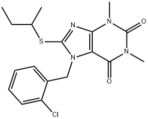8-butan-2-ylsulfanyl-7-[(2-chlorophenyl)methyl]-1,3-dimethylpurine-2,6-dione Struktur