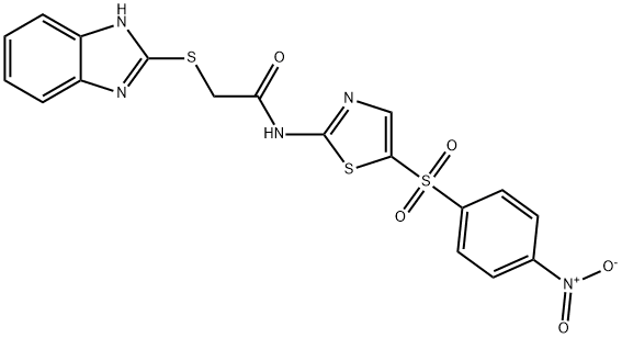 2-(1H-benzimidazol-2-ylsulfanyl)-N-[5-(4-nitrophenyl)sulfonyl-1,3-thiazol-2-yl]acetamide Struktur