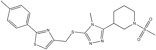 4-[[4-methyl-5-(1-methylsulfonylpiperidin-3-yl)-1,2,4-triazol-3-yl]sulfanylmethyl]-2-(4-methylphenyl)-1,3-thiazole Struktur