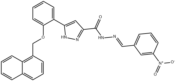 3-[2-(naphthalen-1-ylmethoxy)phenyl]-N-[(E)-(3-nitrophenyl)methylideneamino]-1H-pyrazole-5-carboxamide Struktur