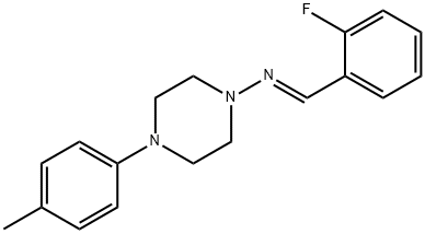 (E)-1-(2-fluorophenyl)-N-[4-(4-methylphenyl)piperazin-1-yl]methanimine Struktur