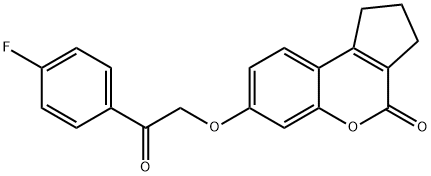 7-[2-(4-fluorophenyl)-2-oxoethoxy]-2,3-dihydro-1H-cyclopenta[c]chromen-4-one Struktur