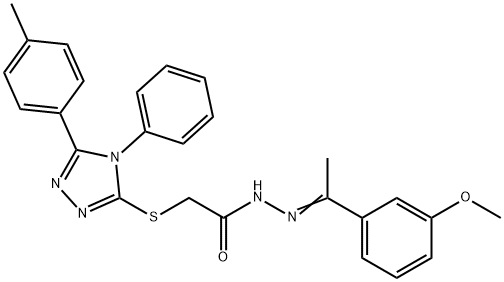 N-[(Z)-1-(3-methoxyphenyl)ethylideneamino]-2-[[5-(4-methylphenyl)-4-phenyl-1,2,4-triazol-3-yl]sulfanyl]acetamide Struktur