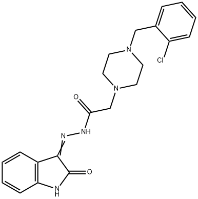 2-[4-[(2-chlorophenyl)methyl]piperazin-1-yl]-N'-(2-oxoindol-3-yl)acetohydrazide Struktur