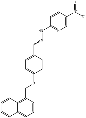 N-[(E)-[4-(naphthalen-1-ylmethoxy)phenyl]methylideneamino]-5-nitropyridin-2-amine Struktur