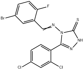 4-[(E)-(5-bromo-2-fluorophenyl)methylideneamino]-3-(2,4-dichlorophenyl)-1H-1,2,4-triazole-5-thione Struktur
