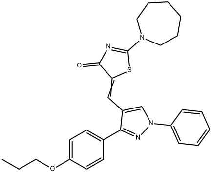 (5E)-2-(azepan-1-yl)-5-[[1-phenyl-3-(4-propoxyphenyl)pyrazol-4-yl]methylidene]-1,3-thiazol-4-one Struktur
