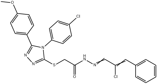 2-[[4-(4-chlorophenyl)-5-(4-methoxyphenyl)-1,2,4-triazol-3-yl]sulfanyl]-N-[(E)-[(Z)-2-chloro-3-phenylprop-2-enylidene]amino]acetamide Struktur