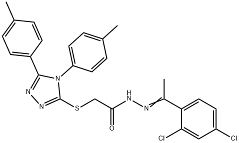 2-[[4,5-bis(4-methylphenyl)-1,2,4-triazol-3-yl]sulfanyl]-N-[(Z)-1-(2,4-dichlorophenyl)ethylideneamino]acetamide Struktur