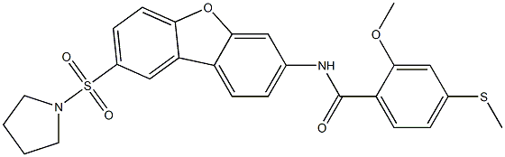 2-methoxy-4-methylsulfanyl-N-(8-pyrrolidin-1-ylsulfonyldibenzofuran-3-yl)benzamide