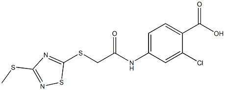 2-chloro-4-[[2-[(3-methylsulfanyl-1,2,4-thiadiazol-5-yl)sulfanyl]acetyl]amino]benzoic acid
