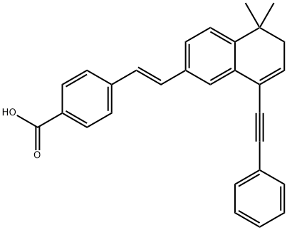 4-[(1E)-2-[5,6-Dihydro-5,5-dimethyl-8-(2-phenylethynyl)-2-naphthalenyl]ethenyl]benzoicacid, 215030-90-3, 結(jié)構(gòu)式
