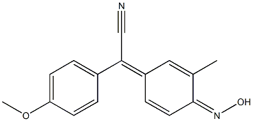 α-(4-Hydroxyimino-3-methyl-2,5-cyclohexadien-1-ylidene)-4-methoxybenzeneacetonitrile Struktur