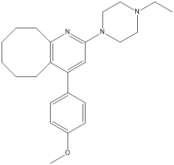 2-(4-ethylpiperazin-1-yl)-4-(4-methoxyphenyl)-5,6,7,8,9,10-hexahydrocycloocta[b]pyridine Struktur
