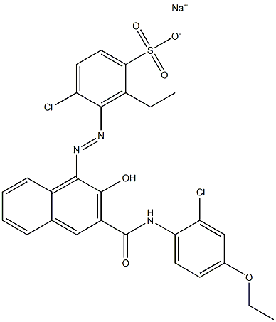 4-Chloro-2-ethyl-3-[[3-[[(2-chloro-4-ethoxyphenyl)amino]carbonyl]-2-hydroxy-1-naphtyl]azo]benzenesulfonic acid sodium salt Struktur