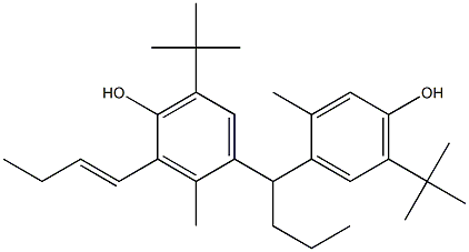 1-(5-tert-Butyl-4-hydroxy-2-methylphenyl)-1-(5-tert-butyl-3-(1-butenyl)-4-hydroxy-2-methylphenyl)butane Struktur