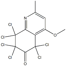 5,5,7,7,8,8-Hexachloro-4-methoxy-2-methyl-5,6,7,8-tetrahydro-6-quinolinone Struktur