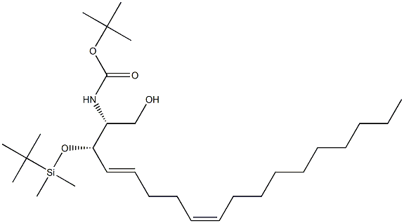 tert-Butyl ((2R,3S,4E,8Z)-3-((tert-Butyldimethylsilyl)oxy)-1-hydroxyoctadeca-4,8-dien-2-yl)carbamate Struktur