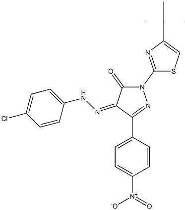 1-[4-(tert-butyl)-1,3-thiazol-2-yl]-3-(4-nitrophenyl)-1H-pyrazole-4,5-dione 4-[N-(4-chlorophenyl)hydrazone] Struktur