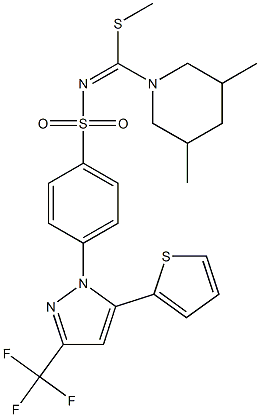 N1-[(3,5-dimethylpiperidino)(methylthio)methylidene]-4-[5-(2-thienyl)-3-(trifluoromethyl)-1H-pyrazol-1-yl]benzene-1-sulfonamide Structure