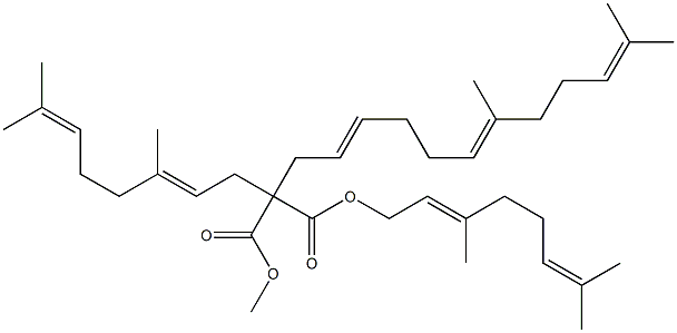 3,7,11-Trimethyl-2,6,10-dodecatrienylmalonic acid bis(3,7-dimethyl-2,6-octadienyl) ester Struktur