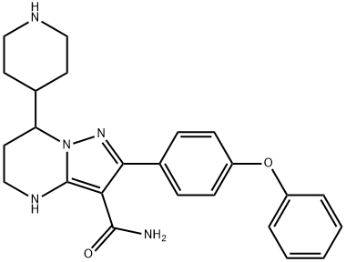 2-(4-phenoxyphenyl)-7-(piperidin-4-yl)-4,5,6,7-tetrahydropyrazolo[1,5-a]pyrimidine-3-carboxamide Struktur