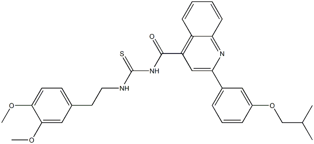 N-[2-(3,4-dimethoxyphenyl)ethyl]-N'-{[2-(3-isobutoxyphenyl)-4-quinolinyl]carbonyl}thiourea Struktur