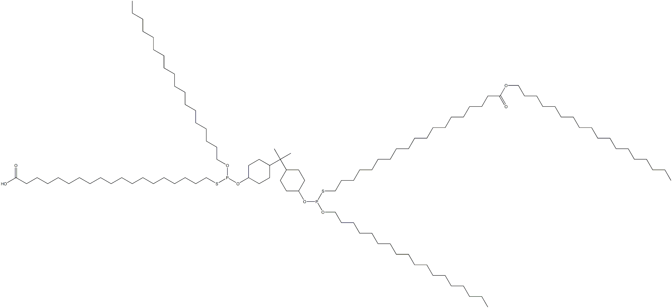 19,19'-[[Isopropylidenebis(4,1-cyclohexanediyloxy)]bis[(octadecyloxy)phosphinediylthio]]bis(nonadecanoic acid octadecyl) ester Struktur