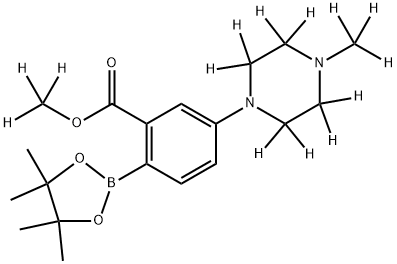 methyl-d3 5-(4-(methyl-d3)piperazin-1-yl-2,2,3,3,5,5,6,6-d8)-2-(4,4,5,5-tetramethyl-1,3,2-dioxaborolan-2-yl)benzoate Struktur