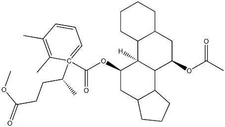 (1R,3aS,3bR,5aR,7R,9aS,9bS,11S,11aR)-7-(acetyloxy)-1-[(2R)-5-methoxy-5-oxopentan-2-yl]-9a,11a-dimethyl-hexadecahydro-1H-cyclopenta[a]phenanthren-11-yl benzoate Struktur
