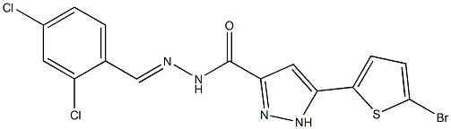 5-(5-bromothiophen-2-yl)-N'-[(1E)-(2,4-dichlorophenyl)methylidene]-1H-pyrazole-3-carbohydrazide Struktur