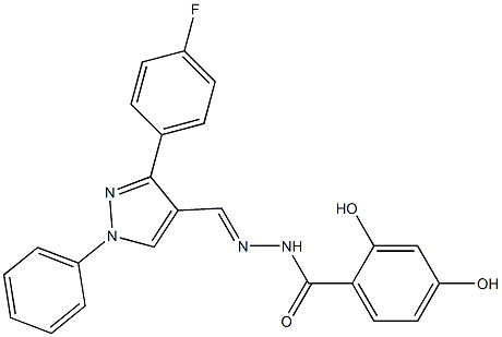 N'-[(1E)-[3-(4-fluorophenyl)-1-phenyl-1H-pyrazol-4-yl]methylidene]-2,4-dihydroxybenzohydrazide Struktur