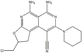 5,6-diamino-2-(chloromethyl)-8-piperidin-1-yl-1,2-dihydrofuro[2,3-c]-2,7-naphthyridine-9-carbonitrile Struktur