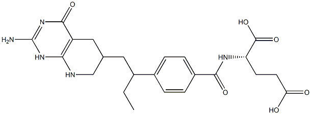 N-[4-[2-[(2-Amino-1,4,5,6,7,8-hexahydro-4-oxopyrido[2,3-d]pyrimidin)-6-yl]-1-ethylethyl]benzoyl]-L-glutamic acid Struktur