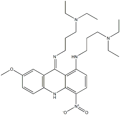 9,10-Dihydro-4-nitro-7-methoxy-9-[[3-(diethylamino)propyl]imino]-N-[3-(diethylamino)propyl]acridin-1-amine Struktur