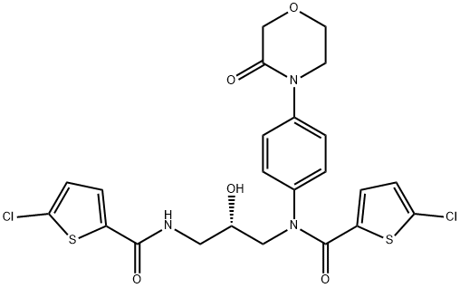 (S)-5-chloro-N-(3-(5-chlorothiophene-2-carboxamido)-2- hydroxypropyl)-N-(4-(3-oxomorpholino)phenyl)thiophene-2- carboxamide Struktur
