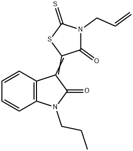 (5Z)-5-(2-oxo-1-propylindol-3-ylidene)-3-prop-2-enyl-2-sulfanylidene-1,3-thiazolidin-4-one Struktur