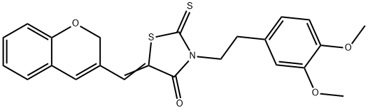 (5Z)-5-(2H-chromen-3-ylmethylidene)-3-[2-(3,4-dimethoxyphenyl)ethyl]-2-sulfanylidene-1,3-thiazolidin-4-one Struktur