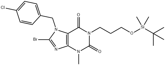 8-bromo-1-(3-((tert-butyldimethylsilyl)oxy)propyl)-7-(4-chlorobenzyl)-3-methyl-3,7-dihydro-1H-purine-2,6-dione Structure