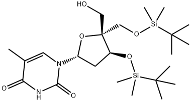 3’,5’-Bis(O-t-bulyldimethylsilyl)-4’-C-hydroxymethyl thymidine Struktur