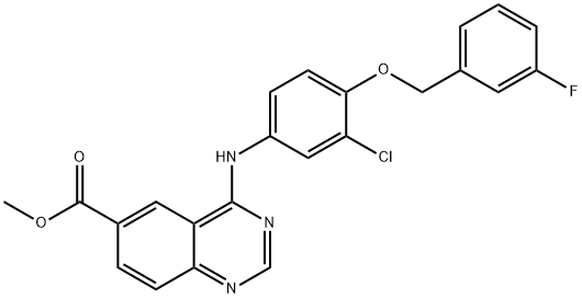 6-?Quinazolinecarboxyli?c acid, 4-?[[3-?chloro-?4-?[(3-?fluorophenyl)?methoxy]?phenyl]?amino]?-?, methyl ester Structure