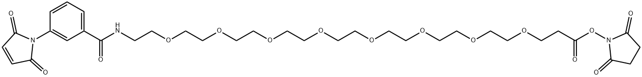 2,5-Dioxo-1-pyrrolidinyl 3-[[25-[3-(2,5-dihydro-2,5-dioxo-1H-pyrrol-1-yl)phenyl]-25-oxo-3,6,9,12,15,18,21-heptaoxa-24-azapentacos-1-yl]oxy]propanoate Struktur
